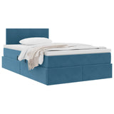 Letto con Contenitore con materasso Blu 120 x 190 cm Velluto
