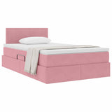 Letto con Contenitore con materasso Rosa 120 x 190 cm Velluto