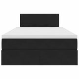 Letto con Contenitore con materasso Nero 120 x 200 cm Velluto