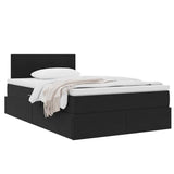 Letto con Contenitore con materasso Nero 120 x 200 cm Velluto