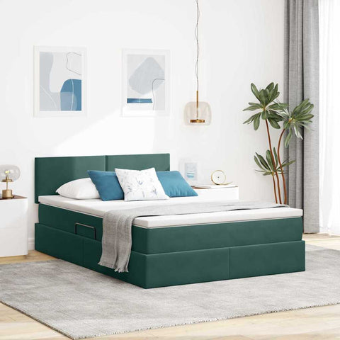 Letto con Contenitore Verde Scuro 140 x 190 cm Velluto