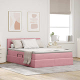 Letto con Contenitore con materasso Rosa 140 x 190 cm Velluto