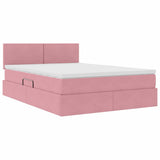 Letto con Contenitore con materasso Rosa 140 x 190 cm Velluto