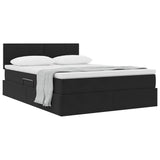 Letto con Contenitore con materasso Nero 140 x 200 cm Velluto