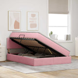 Letto con Contenitore con materasso Rosa 140 x 200 cm Velluto