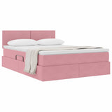Letto con Contenitore con materasso Rosa 140 x 200 cm Velluto