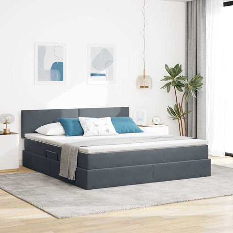 Letto con Contenitore Grigio scuro 180 x 200 cm Velluto