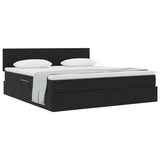 Letto con Contenitore con materasso Nero 180 x 200 cm Velluto