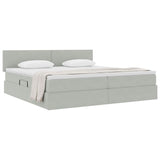 Letto con Contenitore Grigio chiaro 200 x 200 cm Velluto