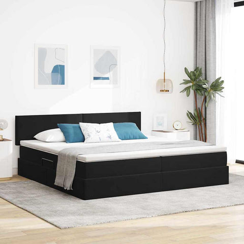 Letto con Contenitore con materasso Nero 200 x 200 cm Velluto
