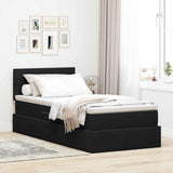 Letto con Contenitore con materasso Nero 90 x 200 cm Velluto