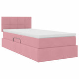 Letto con Contenitore con materasso Rosa 100 x 200 cm Velluto