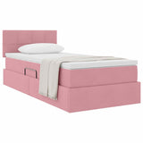 Letto con Contenitore con materasso Rosa 100 x 200 cm Velluto