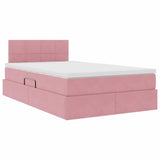 Letto con Contenitore con materasso Rosa 120 x 190 cm Velluto