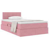 Letto con Contenitore con materasso Rosa 120 x 190 cm Velluto