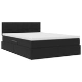 Letto con Contenitore con materasso Nero 140 x 190 cm Velluto