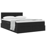 Letto con Contenitore con materasso Nero 140 x 190 cm Velluto