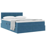 Letto con Contenitore Blu Scuro 140 x 190 cm Velluto