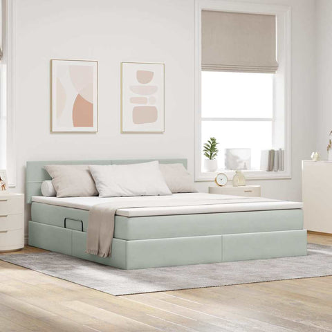 Letto con Contenitore Grigio chiaro 160 x 200 cm Velluto