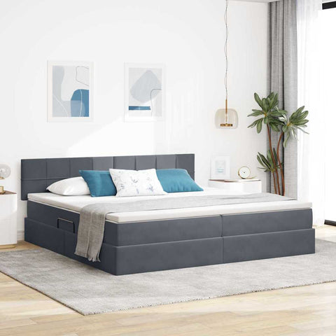 Letto con Contenitore Grigio scuro 200 x 200 cm Velluto