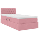 Letto con Contenitore con materasso Rosa 90 x 190 cm Velluto