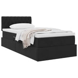 Letto con Contenitore con materasso Nero 90 x 200 cm Velluto