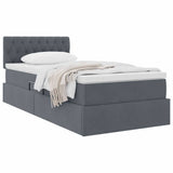 Letto con Contenitore Grigio scuro 100 x 200 cm Velluto
