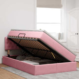Letto con Contenitore con materasso Rosa 120 x 190 cm Velluto