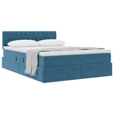 Letto con Contenitore Blu Scuro 140 x 190 cm Velluto