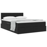 Letto con Contenitore con materasso Nero 140 x 200 cm Velluto