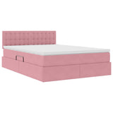 Letto con Contenitore con materasso Rosa 140 x 200 cm Velluto