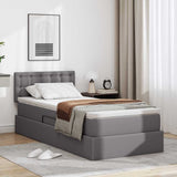 Letto con contenitore e LED Grigio 90 x 200 cm Pelle Sintetica