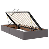 Letto con contenitore e LED Grigio 90 x 200 cm Pelle Sintetica