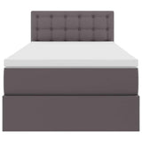 Letto con contenitore e LED Grigio 90 x 200 cm Pelle Sintetica