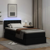 Letto con contenitore e LED Nero 100 x 200 cm Pelle Sintetica