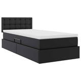 Letto con contenitore e LED Nero 100 x 200 cm Pelle Sintetica