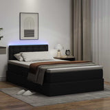 Letto con contenitore e LED Nero 120 x 200 cm Pelle Sintetica