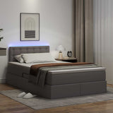 Letto con contenitore e LED Grigio 120 x 200 cm Pelle Sintetica