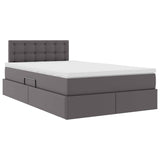 Letto con contenitore e LED Grigio 120 x 200 cm Pelle Sintetica