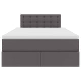 Letto con contenitore e LED Grigio 120 x 200 cm Pelle Sintetica