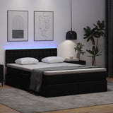 Letto con contenitore e LED Nero 140 x 190 cm Pelle Sintetica