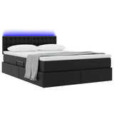 Letto con contenitore e LED Nero 140 x 200 cm Pelle Sintetica
