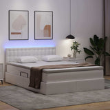 Letto con contenitore e LED Bianco Puro 140 x 200 cm
