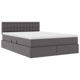 Letto con contenitore e LED Grigio 140 x 200 cm Pelle Sintetica