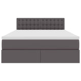 Letto con contenitore e LED Grigio 140 x 200 cm Pelle Sintetica