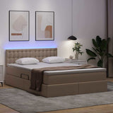 Letto con contenitore e LED Cappuccino 140 x 200 cm