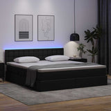 Letto con contenitore e LED Nero 160 x 200 cm Pelle Sintetica