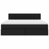 Letto con contenitore e LED Nero 160 x 200 cm Pelle Sintetica