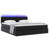 Letto con contenitore e LED Nero 180 x 200 cm Pelle Sintetica