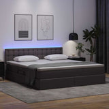 Letto con contenitore e LED Grigio 180 x 200 cm Pelle Sintetica
